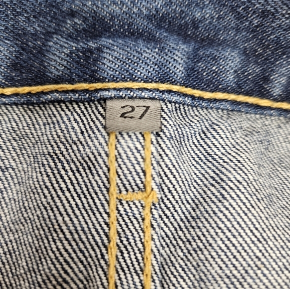 Carmar Los Angeles Beatrice Red Stripe Distressed Denim Mini Skirt Size 27 Women - Picture 10 of 12